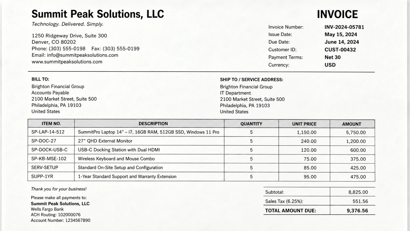 Invoice -> Structured JSON